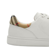 Burberry White Patterned Checkered Leather Sneakers