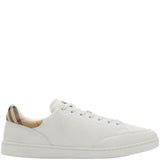 Burberry White Patterned Checkered Leather Sneakers