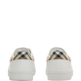 Burberry White Intricate Checkered Pattern Sneakers