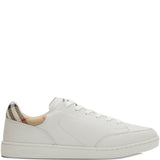 Burberry White Intricate Checkered Pattern Sneakers