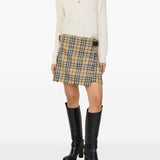 Burberry Beige Signature Checkered Patterned Skirt