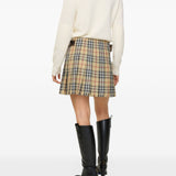 Burberry Beige Signature Checkered Patterned Skirt