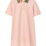Burberry Pink Embroidered Check Collar Dress