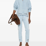 Ermanno Scervino Cerulean Floral Embroidered Shirt