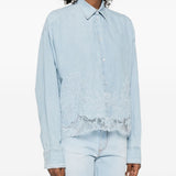 Ermanno Scervino Cerulean Floral Embroidered Shirt