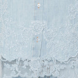 Ermanno Scervino Cerulean Floral Embroidered Shirt