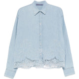 Ermanno Scervino Cerulean Floral Embroidered Shirt