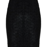 Balmain Black Monogram Zip Midi Skirt