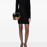 Balmain Black Monogram Zip Midi Skirt