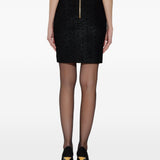 Balmain Black Monogram Zip Midi Skirt