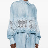 Ermanno Scervino Clear Blue Embroidered Shirt