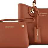 Emporio Armani Brown Leather MyEA Small Shopping Bag