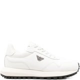 Emporio Armani White Nylon Logo Sneakers