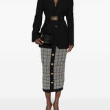 Balmain Black Intricate Houndstooth Textured Skirt