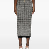 Balmain Black Intricate Houndstooth Textured Skirt
