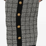 Balmain Black Intricate Houndstooth Textured Skirt