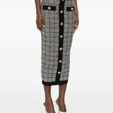 Balmain Black Intricate Houndstooth Textured Skirt