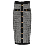 Balmain Black Intricate Houndstooth Textured Skirt