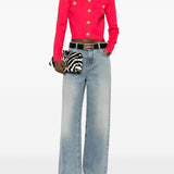 Balmain Fuchsia Buttoned Crewneck Cardigan Sweater