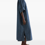 Jil Sander Blue Pointed Collar Dress
