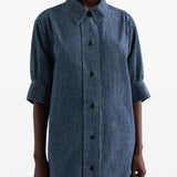 Jil Sander Blue Pointed Collar Dress