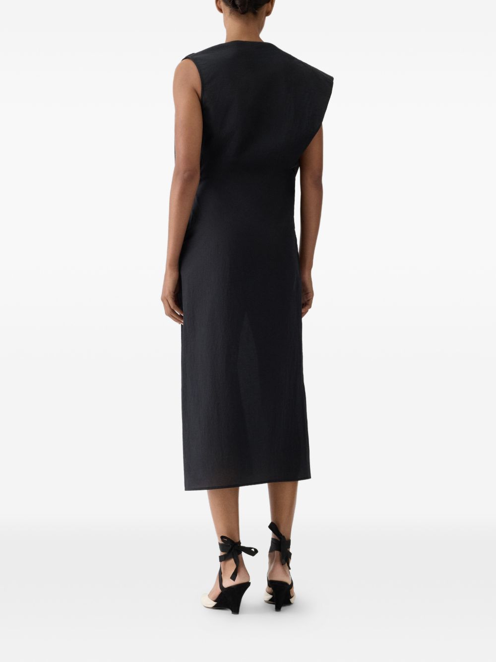 Jacquemus Charcoal Draped Sleeveless Silhouette Dress - Hover