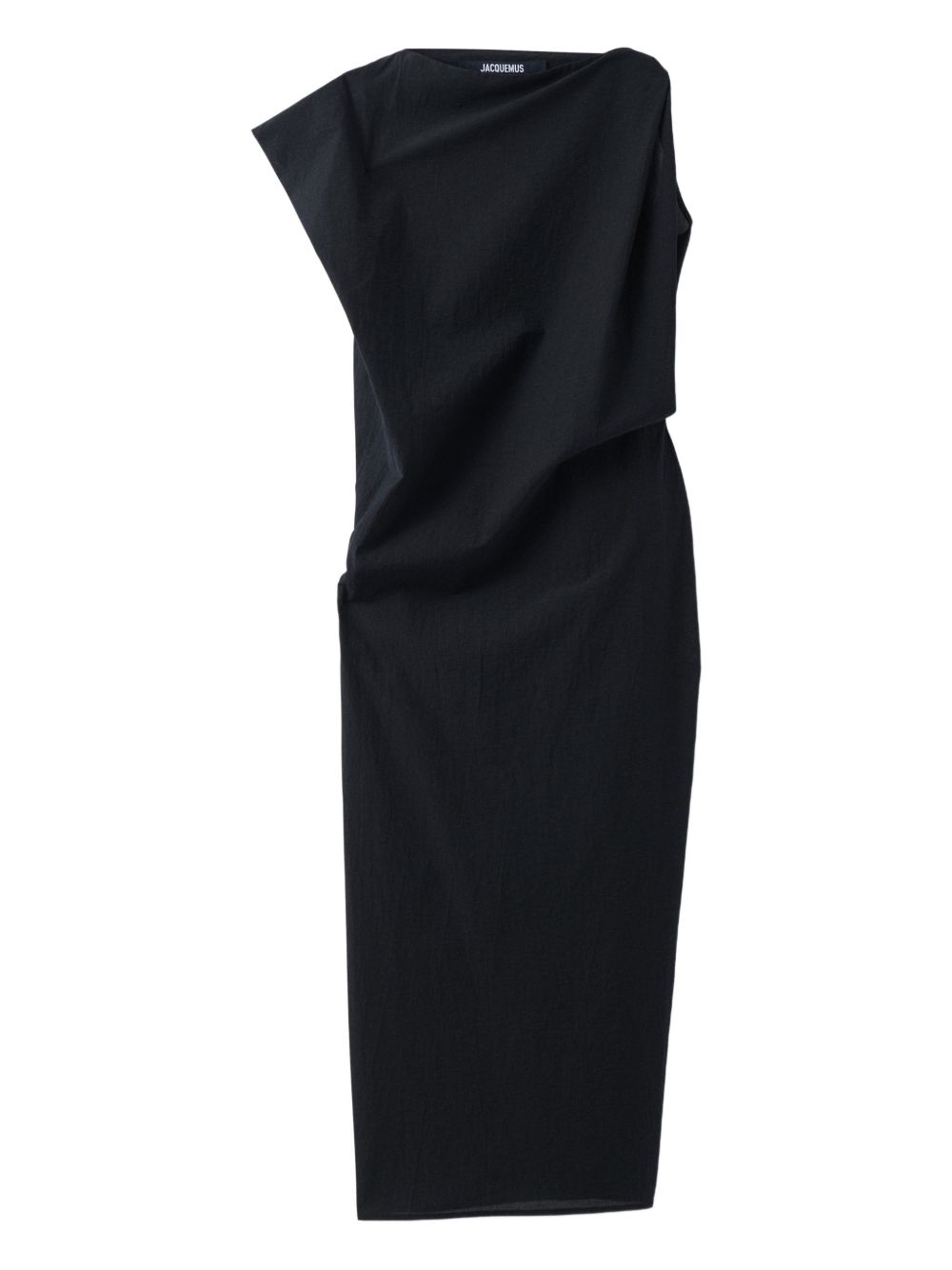 Jacquemus Charcoal Draped Sleeveless Silhouette Dress
