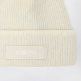 Jacquemus Off White RibbedTextured LeatherLabel Beanie