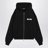 Jacquemus Celestial Black ZipUp Hoodie LogoPatch Detail