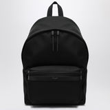Saint Laurent Black Textured Embossed Logo Backpack