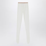 Valentino Garavani Ivory Lace Tights With Logo Waistband