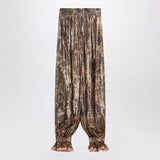 Valentino Metallic Beige Pleated Elasticized Waist Trousers