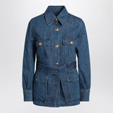 Valentino Blue Overshirt Showcasing Branded Buttons
