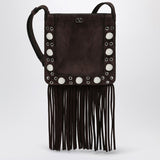 Valentino Garavani Brown Fringed Studded Shoulder Bag