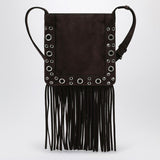 Valentino Garavani Brown Fringed Studded Shoulder Bag