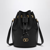 Valentino Garavani Black Vlogo Bucket Bag Drawstring