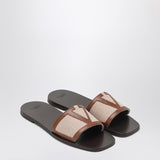 Valentino Garavani Brown Canvas Slide Sandal VLogoSignature