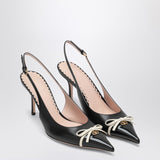 Valentino Garavani Black Pointed Slingback Bow Detail