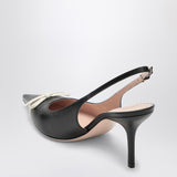 Valentino Garavani Black Pointed Slingback Bow Detail