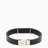 Saint Laurent Black Leather Logo Bracelet