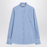 Valentino Light Blue Striped Shirt With Embroidery