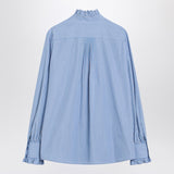 Valentino Light Blue Striped Shirt With Embroidery