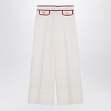 Valentino Ivory Trousers Gold V Front Embellishment