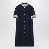 Valentino Indigo Blue Macrame Trim Eveningwear Dress