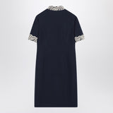 Valentino Indigo Blue Macrame Trim Eveningwear Dress