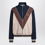 Valentino ZipUp Sweatshirt Blue ColorBlock VLogo Patch
