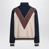 Valentino ZipUp Sweatshirt Blue ColorBlock VLogo Patch