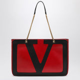 Valentino Garavani Red Black Viva Contrasting VLogo Bag