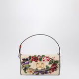 Valentino Natural Shoulder Bag Beaded Embroidery Flap