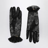 Valentino Garavani Black Lace Gloves SignatureVLogoGold